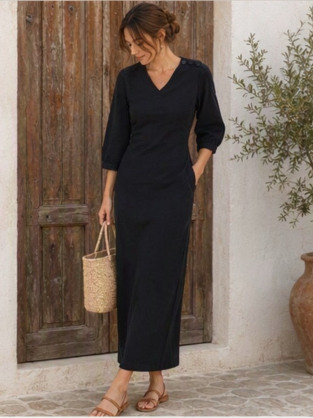 🌷  Rodier Paris🌷 Classic Vintage Long Black Stylish Dress